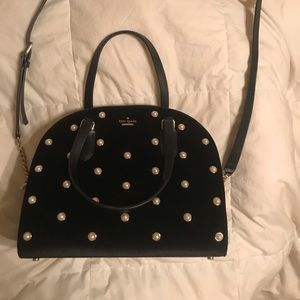 Kate Spade Black handbag/messenger with pearls!